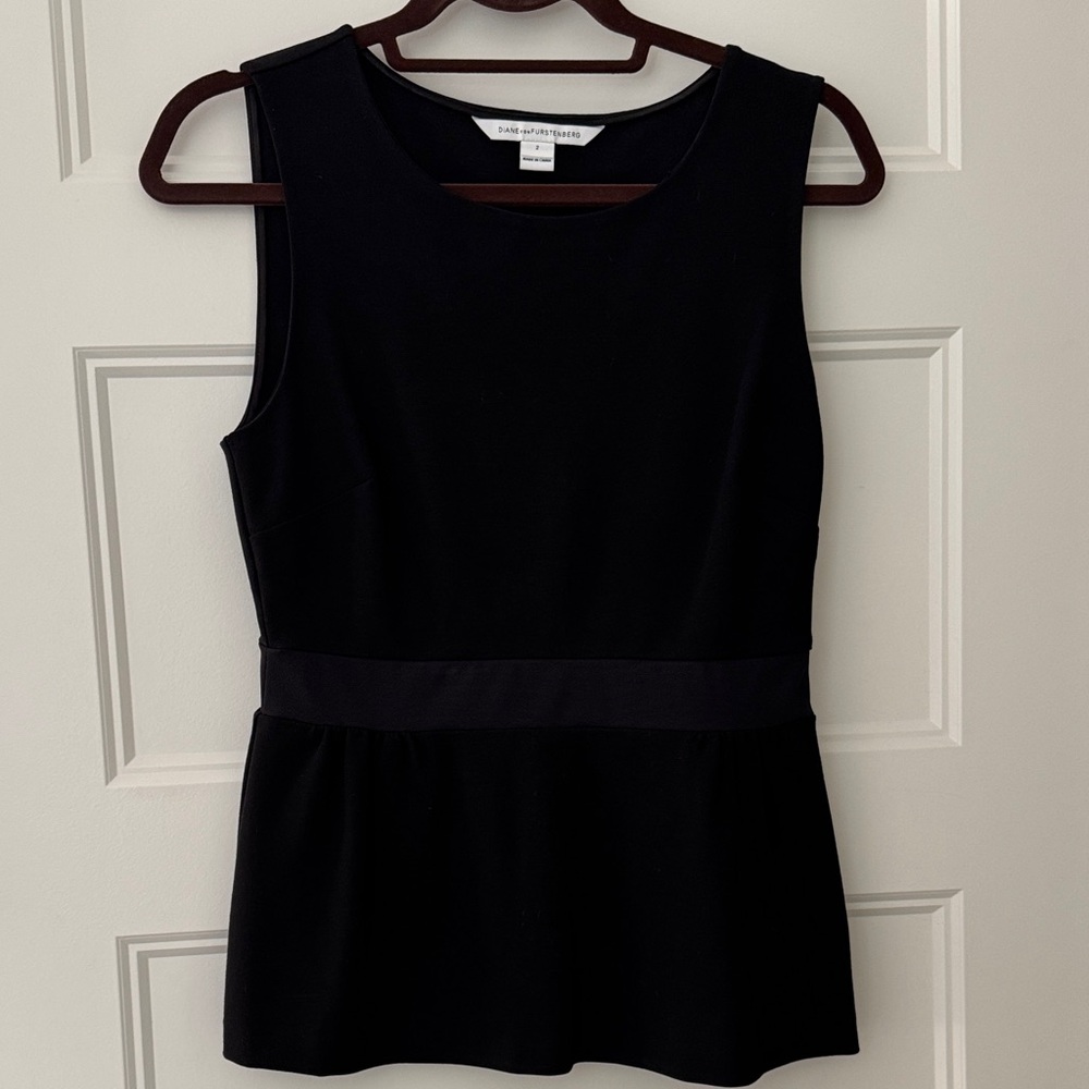 Diane Von Furstenberg Black Peplum Tank Top